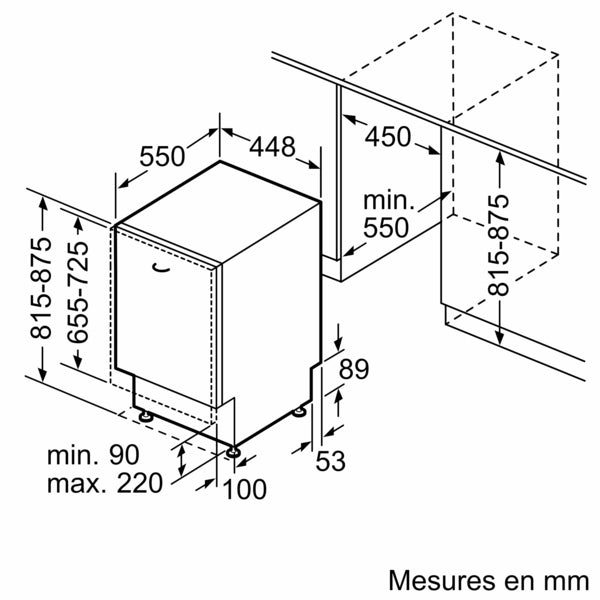 iQ100, Lave-vaisselle tout intégrable, 45 cm SIEMENS SR61HX17KE