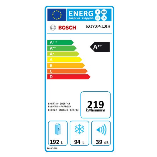 BOSCH Combiné réfrigérateur congélateur KGV33VL31S - vue 2