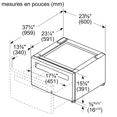 Socle avec tiroir pour lave linge BOSCH WTZPW20D - vue 10