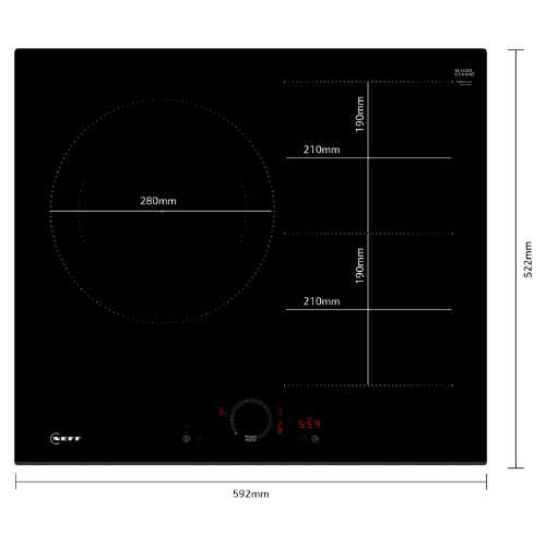 N 70, Table à induction, 60 cm, Noir, sans cadre NEFF T56FHL1L0 - vue 4