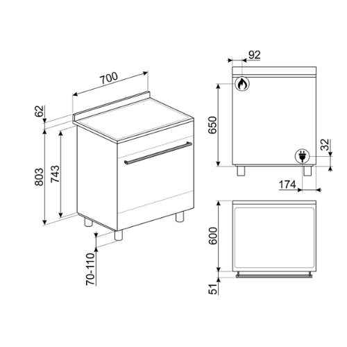 Centre De Cuisson 70 cm Gaz Inox SMEG C7GPX9(F) - vue 4