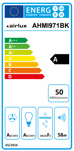 AIRLUX AHMI971BK 90 cm schräge Wandhaube zur Dunstabzugshaubenmontage