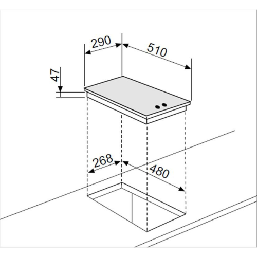 Domino gaz 30cm 2 foyers AIRLUX AV32HBK - vue 3