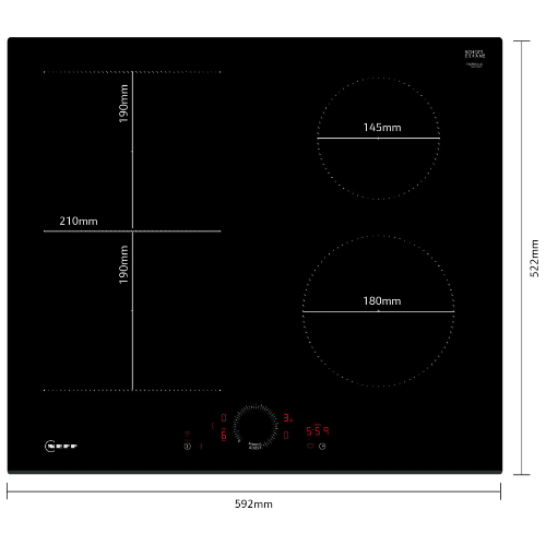 N 70, Table à induction, 60 cm, Noir, sans cadre NEFF T56FHS1L0 - vue 4