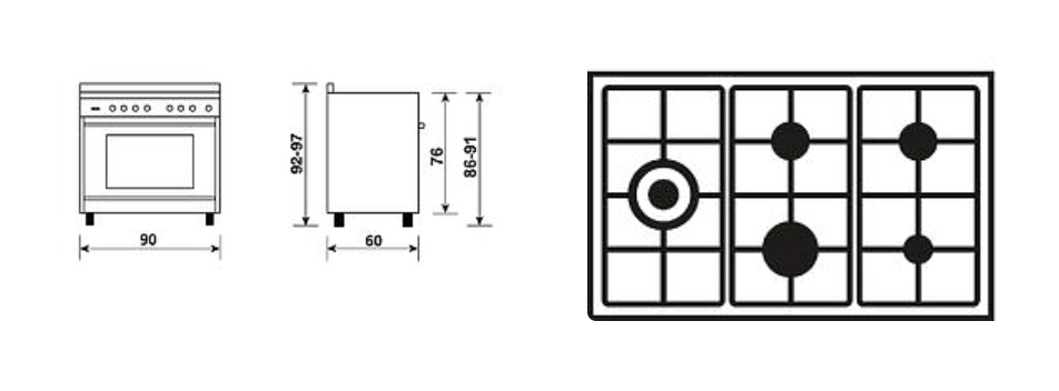 Cuisinière Matrix Piano 90 x 60 CM GLEM GX960CQIX