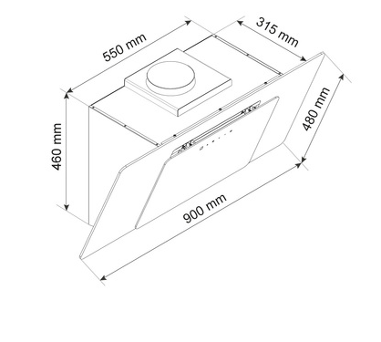 AIRLUX AHW981WH 90 cm Wand-Dunstabzugshaube aus weißem Glas mit abgewinkelter Front