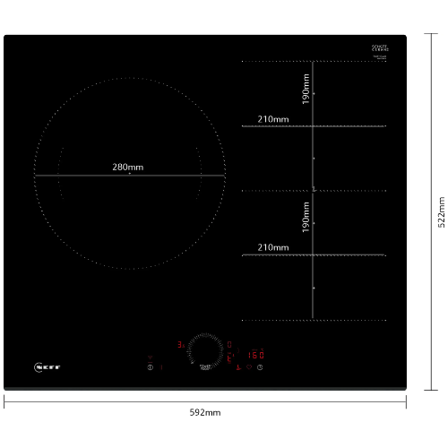 N 70, Table à induction, 60 cm, Noir, sans cadre NEFF T66FHC4L0 - vue 3