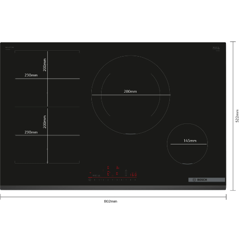 Série 6, Table à induction, 80 cm, Noir, sans cadre BOSCH PXE831HC1E - vue 4