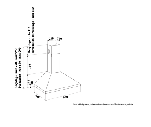 Hotte murale pyramide 90 cm AIRLUX AHP960BK