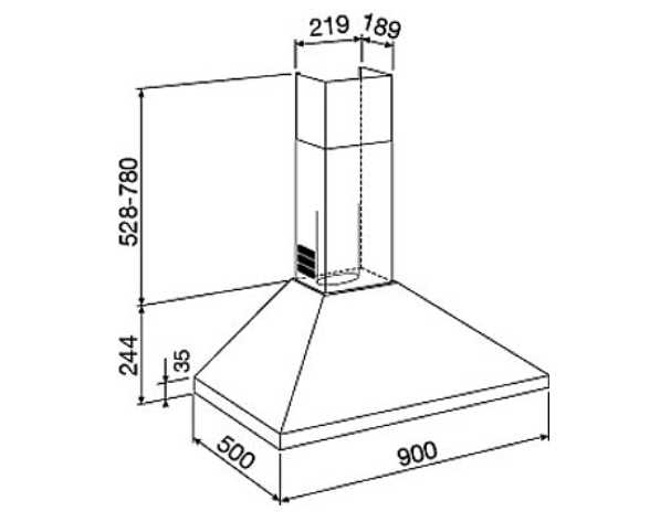 Wandhaube Pyramide 90 cm weiß GLEM GHP950WH