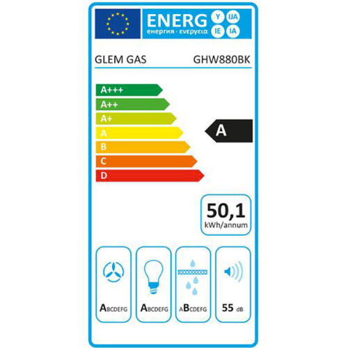 Hotte décorative murale Noire inclinée 80 cm Airlux GHW880BK - vue 3
