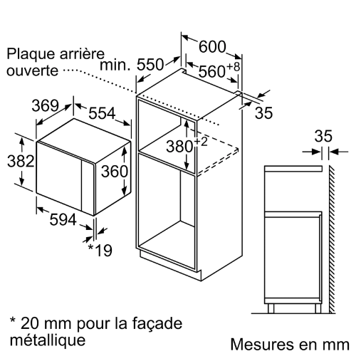 iQ500, Micro-ondes intégrable, 59 x 38 cm, Noir SIEMENS BE555LMB1 - vue 6