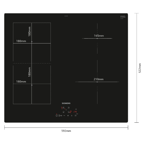iQ500, Table à induction, 60 cm, Noir, sans cadre SIEMENS EE611BPB5E - vue 4