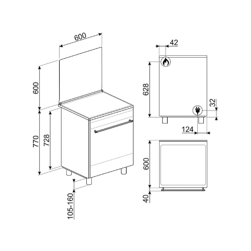 Centre de Cuisson mixte Anthracite SMEG CO68GMA8