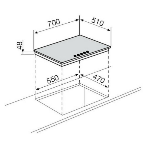 Table de cuisson verre gaz 70 cm Glem GV755HBK