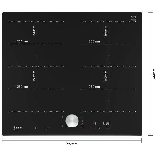 N 90, Table à induction, 60 cm, Noir, sans cadre NEFF T66FTX4L0 - vue 3