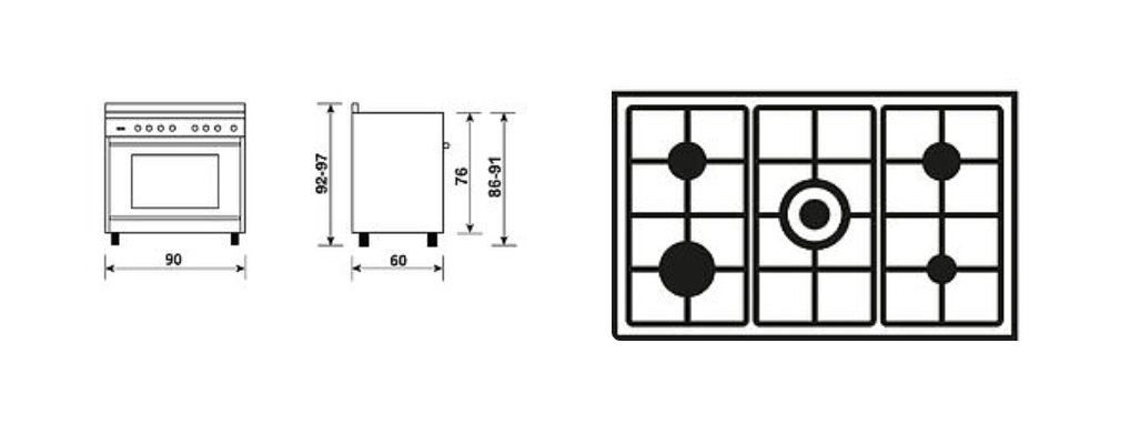 Cuisinière e-Cooker 90 x 60 CM GLEM GE960CMIX2