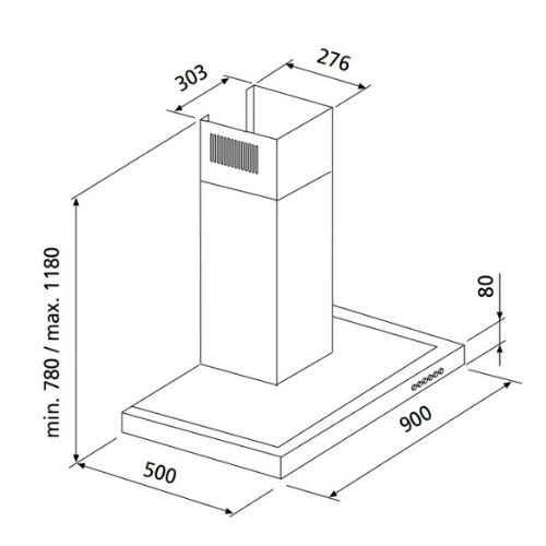 Hotte Décorative Murale Box Inox 90 cm GLEM GHB972IX - vue 2