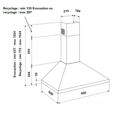 Wandhaube Pyramide 90 cm AIRLUX AHP960SS