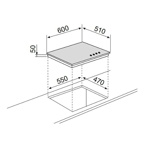 Table de cuisson verre à gaz 60 cm Glem GV64BK - vue 2