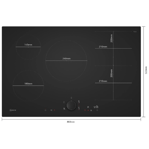 N 90, Table à induction, 80 cm, Noir mat, sans cadre NEFF T68NUV4A0 - vue 3