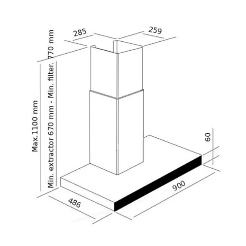 Hotte Murale Box 90 CM GLEM GHBS97IX - vue 2