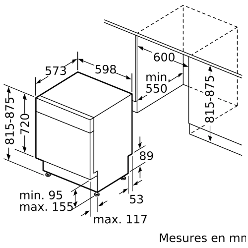 Série 4, Lave-vaisselle sous plan, 60 cm, Acier brossé BOSCH SMU4ECS28E - vue 10