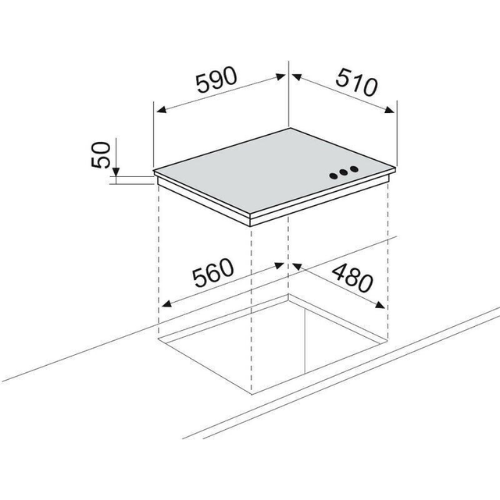 Table gaz 60cm Inox AIRLUX AT635HIX - vue 2