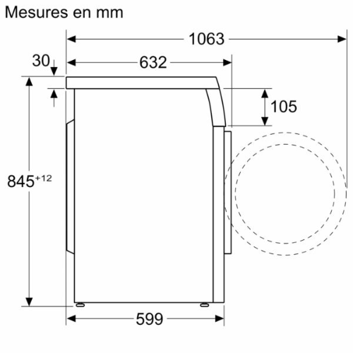 Série 6, Lave-linge front, 8 kg, 1400 trs/min BOSCH WUU28T18FR - vue 6