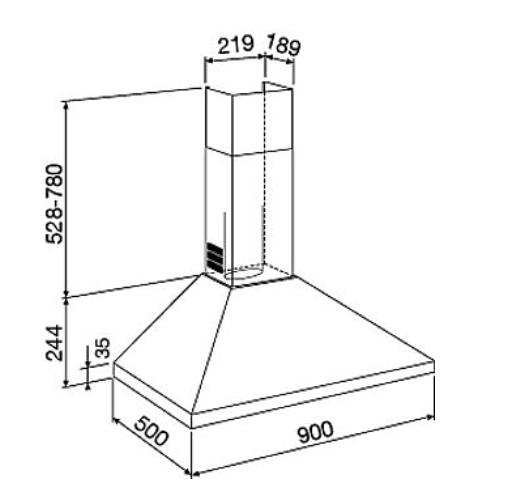 Hotte murale pyramide 90 cm inox GLEM GHP950SS