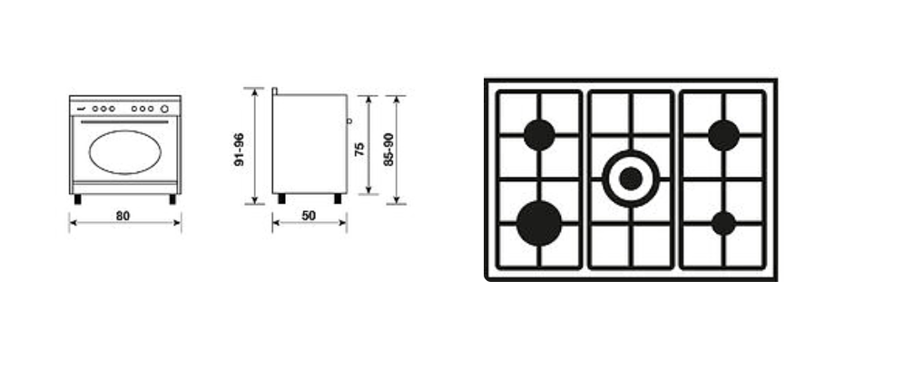 Cuisinière Mixte Piano 80 x 50 CM GLEM GU850CER