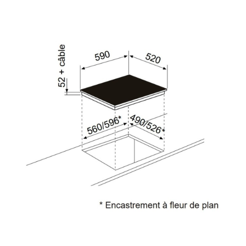 Table induction bridge 60cm Noir AIRLUX ATIB64BK - vue 2
