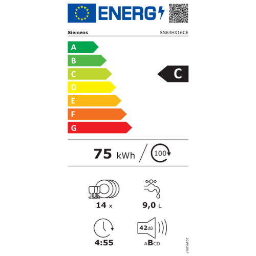iQ300, Lave-vaisselle tout intégrable, 60 cm SIEMENS SN63HX16CE - vue 9