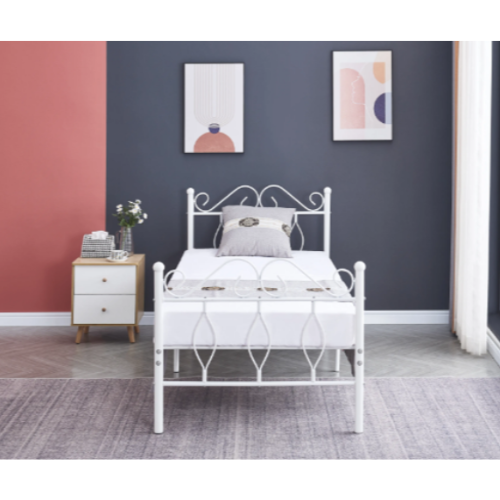 LIT METAL BLANC JULIE 90 X 190 CM EURODESIGN BF7401B90 - vue 1