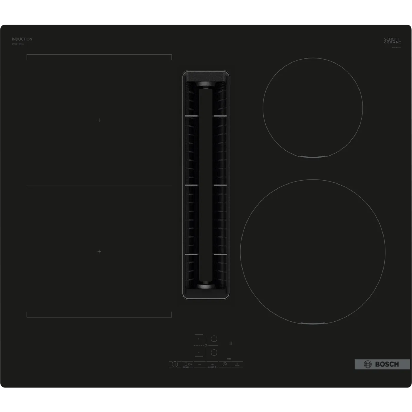 Série 4, Table induction aspirante, 60 cm, sans cadre BOSCH PVS611B16E - vue 1