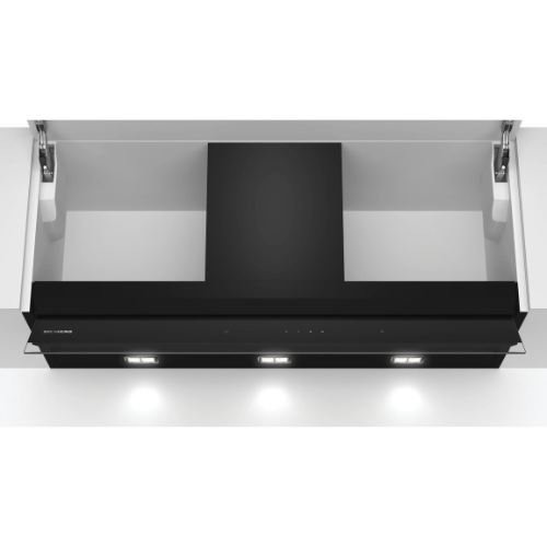 iQ500, Hotte design intégré, 90 cm, Noir avec finition en verre SIEMENS LJ97BAM60 - vue 1