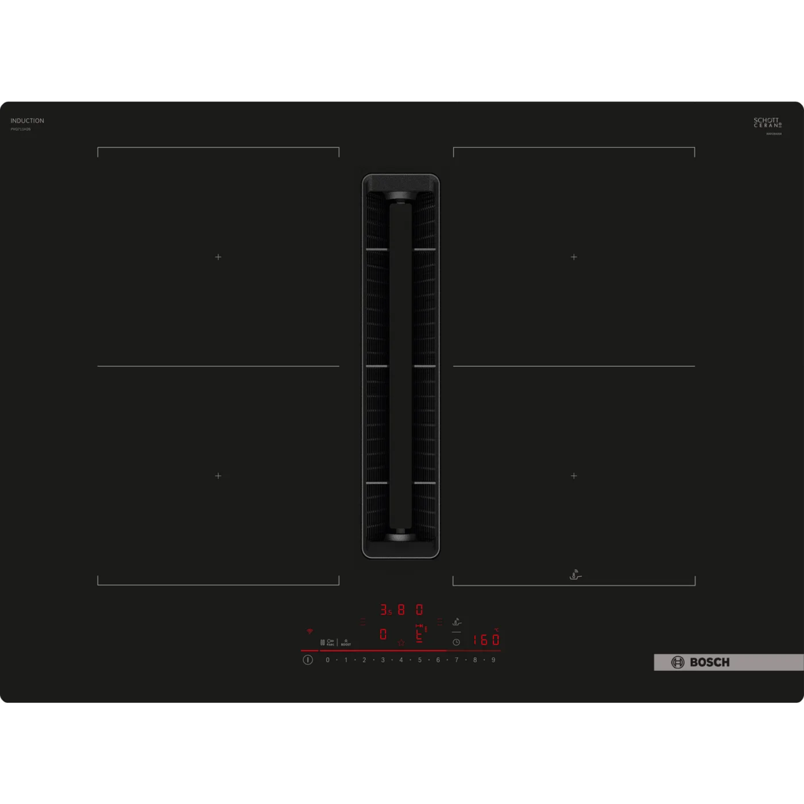 Série 6, Table induction aspirante, 70 cm, sans cadre BOSCH PVQ711H26E - vue 1