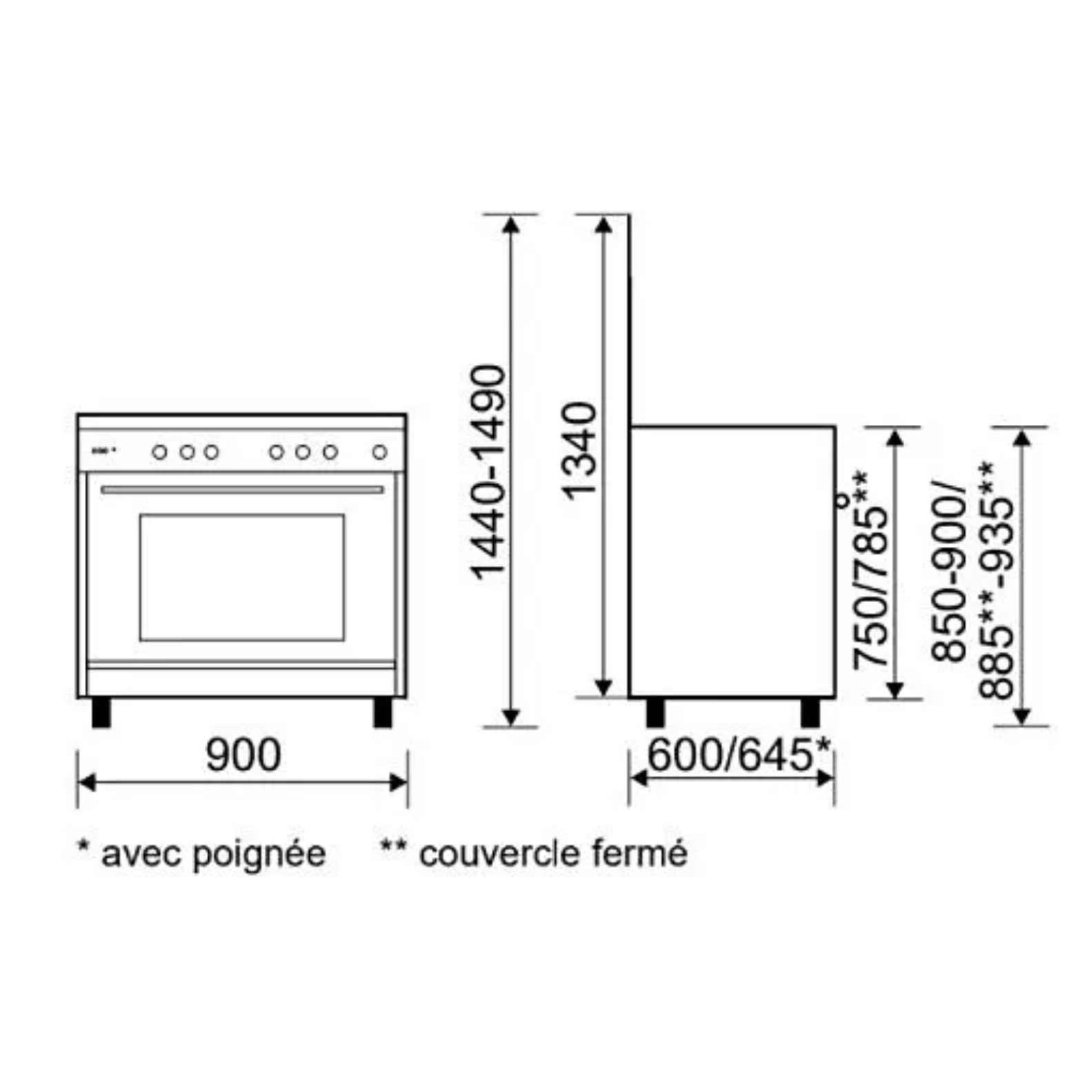 Cuisinière Alpha 90 x 60 CM GLEM GA960MIX2 - vue 3