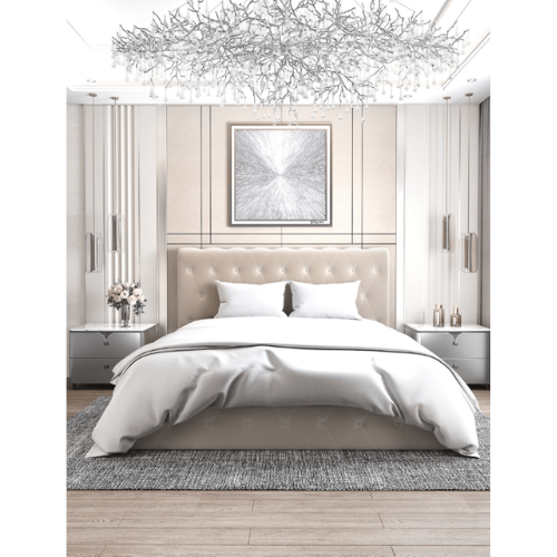 LIT COFFRE CORSICA EN VELOURS BEIGE - vue 1