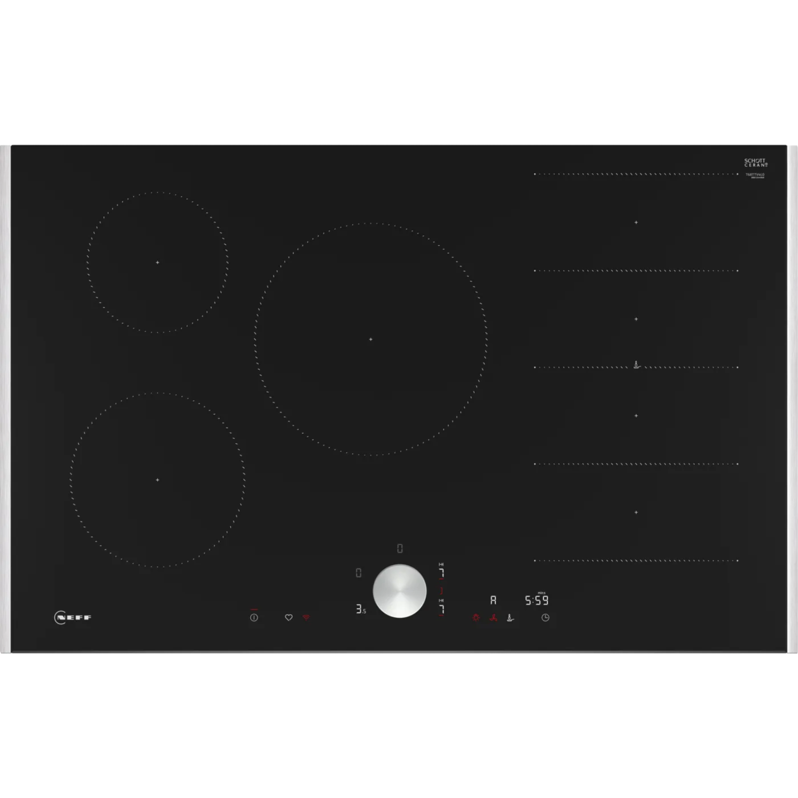 N 90, Table à induction, 80 cm, Noir, avec cadre NEFF T68TTV4L0 - vue 1