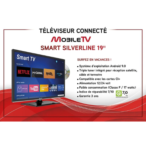 Téléviseur avec lecteur DVD MobileTv Silverline 19 DVDSBT SMART - vue 1