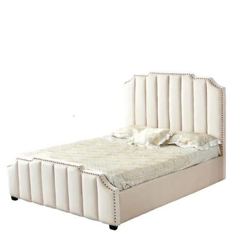 Lit Pepper Capitonne En Ligne Velours Beige 160x200cm - vue 1
