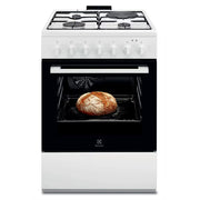 Cuisinière Mixte gaz/électrique 60x60cm 4 foyers Multifonction ELECTROLUX LKM624022W