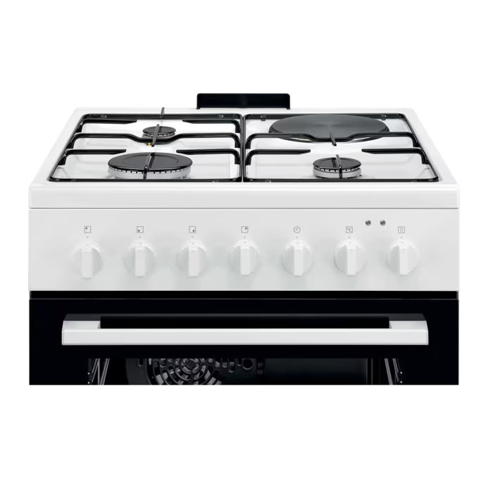 Cuisinière Mixte gaz/électrique 60x60cm 4 foyers Multifonction ELECTROLUX LKM624022W
