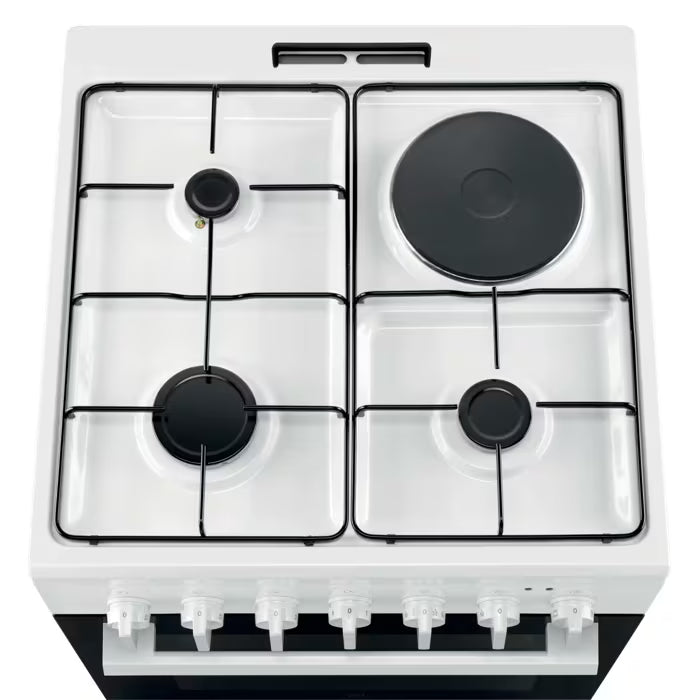 Cuisinière Mixte gaz/électrique 60x60cm 4 foyers Multifonction ELECTROLUX LKM624022W