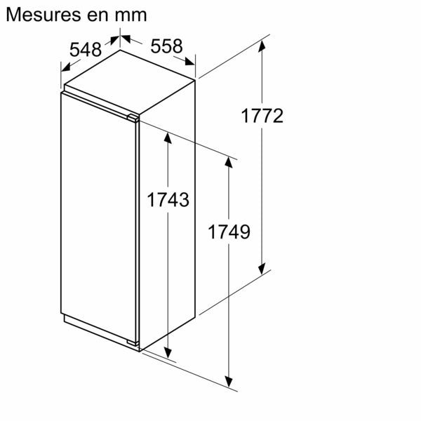 Série 6, Réfrigérateur intégrable, 177.2 x 55.8 cm, Charnières pantographes SoftClose BOSCH KIR81ADC0
