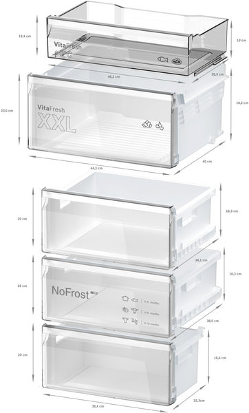 Série 4, Réfrigérateur combiné pose-libre, 186 x 60 cm, Couleur inox BOSCH KGN362LAF