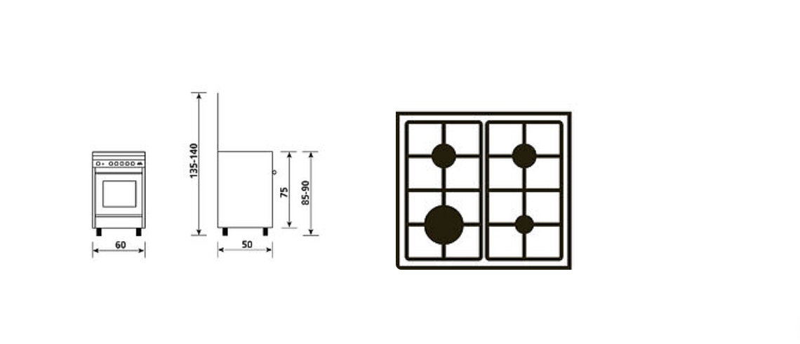 Cuisinière Alpha 60 x 50 CM GLEM GA650CMIX