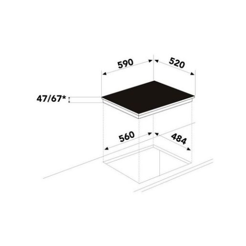 Table vitrocéramique 60cm Noire GLEM GTH63XS - vue 2