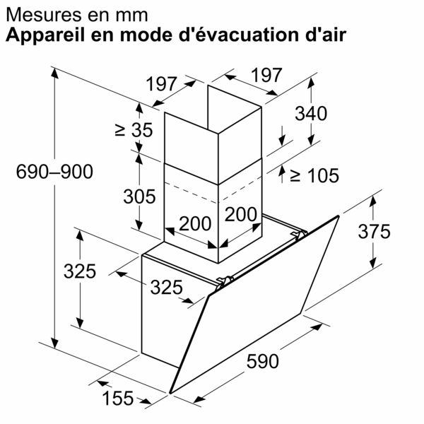 iQ100, Hotte murale, 60 cm, Noir avec finition en verre SIEMENS LC65KDK60 - vue 6